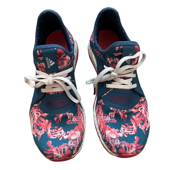 Adidas Pureboostx Floral Pattern Mesh Tennis Shoe Size 8 - Picture 4 of 8